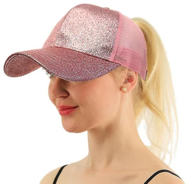 Sport Hestehale Baseballcaps Mesh Justerbar Lue Hestehalecaps For Kvinner (Rosa)