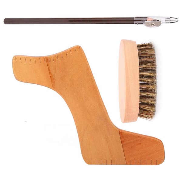 Men Beard Shaping Tool Kit Moustache Styling Template Pen Grooming Brush
