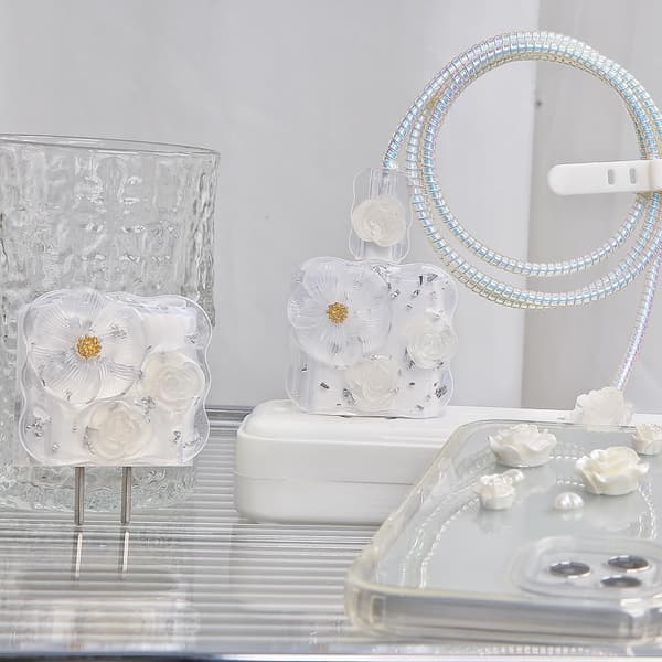 Laderbeskyttelse Kompatibel med iPhone 18W/20W Laderadapter Søt 3D Bølgemønsterdesign USB-datakabelbeskyttelse Lightning-kabelbeskyttelse Tråd S