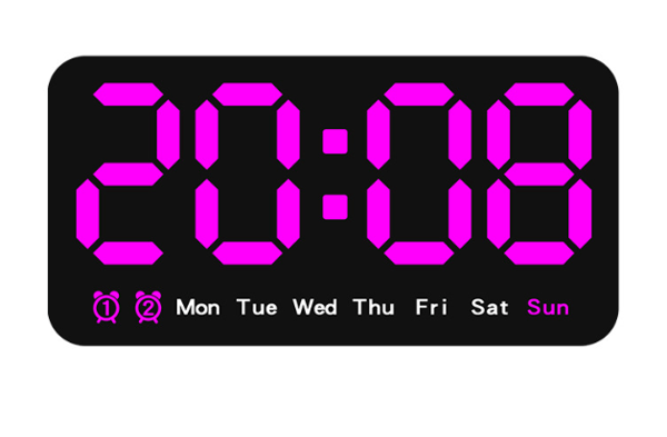 Digital Wall Clock, LED Digital Clock, 12/24 Hours, Large Digits, Silent, Magenta Magenta Magenta Magenta