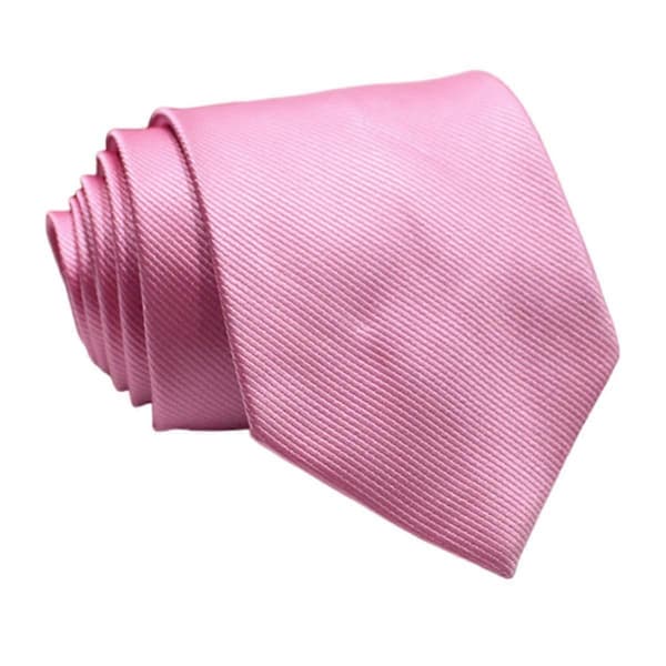Ensfärgad rosa slips för män, smal affärsbröllopsslips