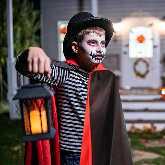 Halloween-kappe med hætte Vampyrkappe, til voksne/børn Dobbeltsidet rød sort kappe med hætte, Størrelse 125cm