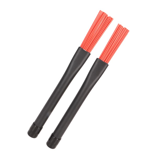 2 Pcs Retractable Drum Brushes Professional Nylon Drum Brushes with Rubber Handle for Rock Band, Country Music and Folk Drummers, Red
