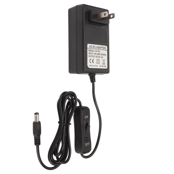 12V strømadapter 20cm nålkutter DC strømforsyningsadapter plugg utstyr 100-240V US-plugg 12V 3A 36W