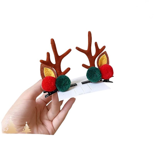 Christmas Hair Clips Reindeer Horn Ears Hair Clips 5 pairs