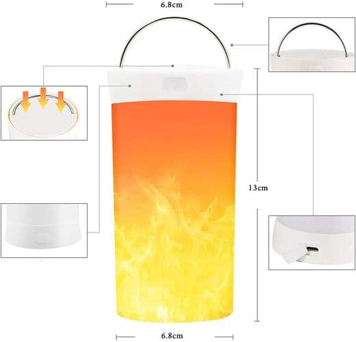 LED-liekkiefektilamppu, ladattava akkukäyttöinen USB-liekkilamppu,
