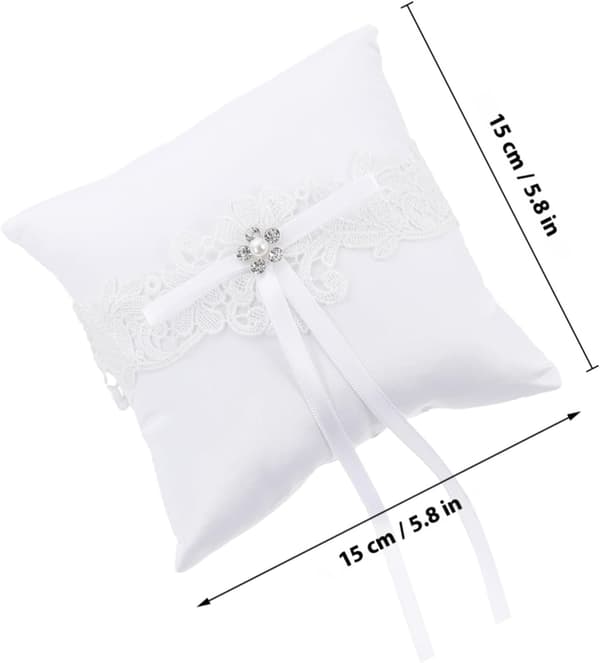 blonde ringpude med sløjfer design, 1 stk hvid til bryllup -
