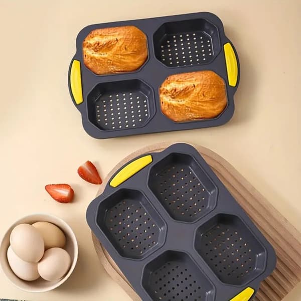 4 Hulrum Hamburger Bolle Form Bageplade Husholdnings Genanvendelig Form til Boller Grey