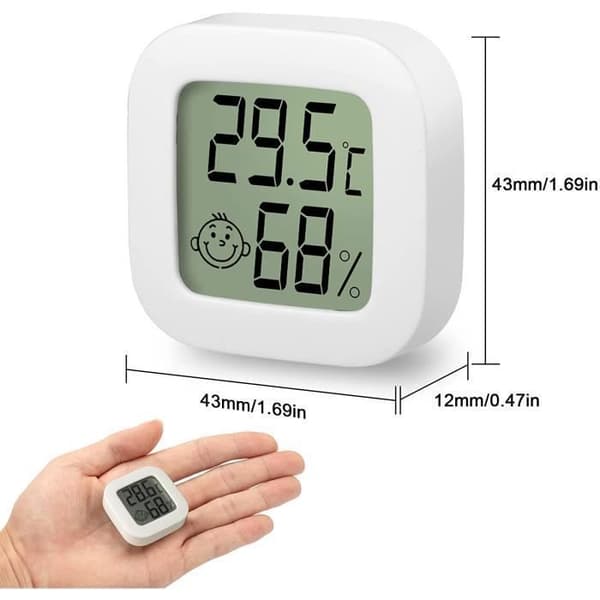 4-pak Mini LCD Indendørs Termometer Hygrometer Højpræcisionsmonitor med Luftikon til Køkken og Børneværelse