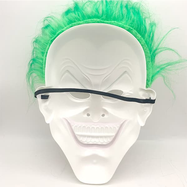 Klovnemaske til voksne i PVC + hår, flerfarvet, one size.