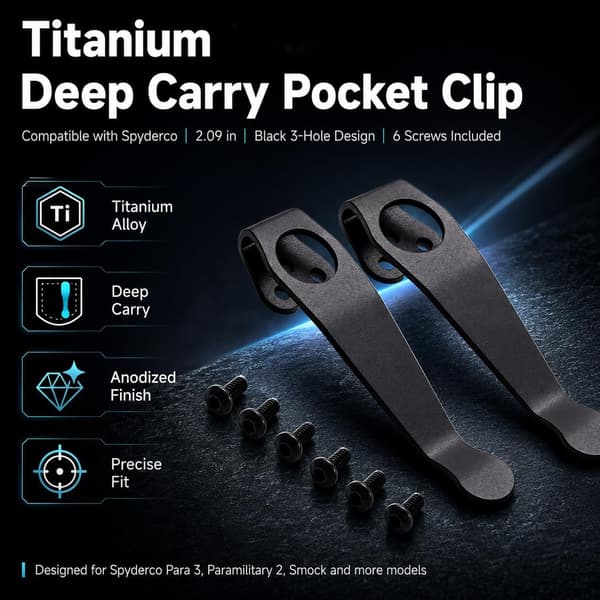 4-pack djup bärficka i titan kompatibel med Spyderco -