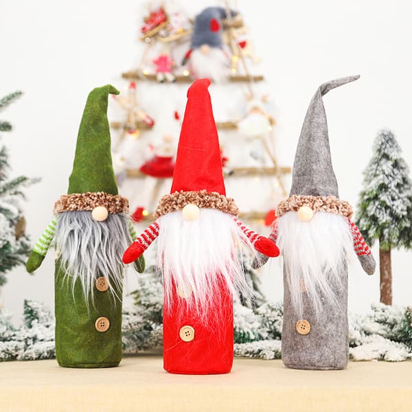 3-delad jultomte-set för vinflaskor