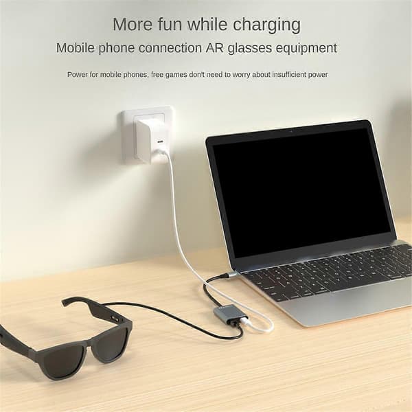 AR Transfer Charging Module AR Glasses Hub Charging Adapter Fits Thunderbird Air, Rokid, Xreal Air Smart Glasses Silver Gray Silver Gray