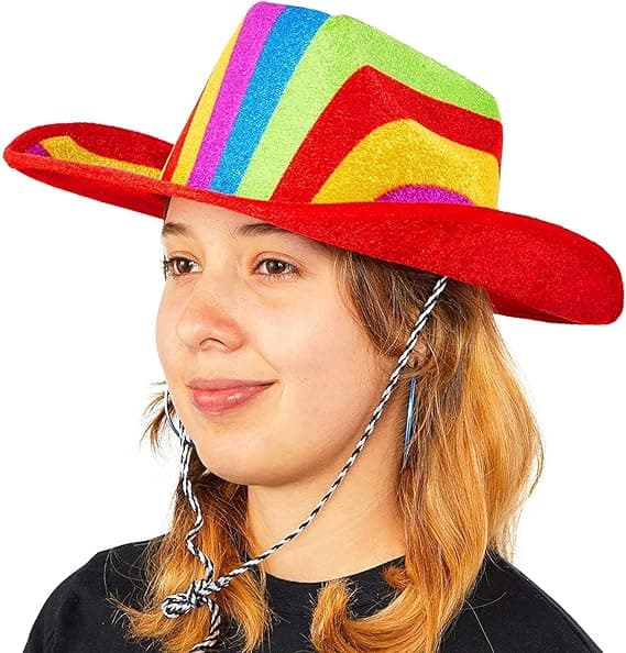 Regnbuefarget cowboyhatt for Pride-parade, maskeradevent (voksen, en størrelse)