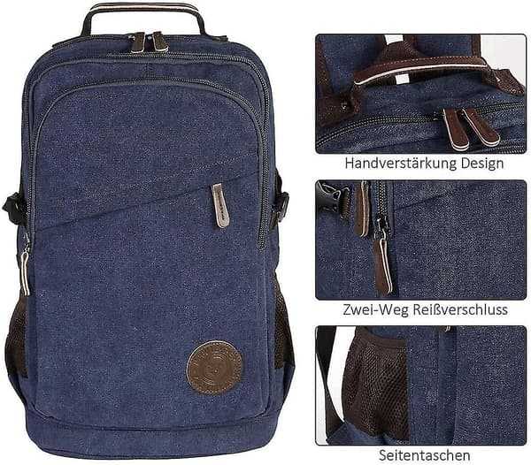 Laptop-ryggsekk med USB-ladeport for menn/kvinner, kraftig