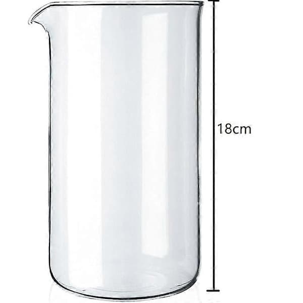 Erstatningsglaskolbe til stempelkande, 8 kopper, Klar, 1 L - 9,6 cm diameter, H 18 cm