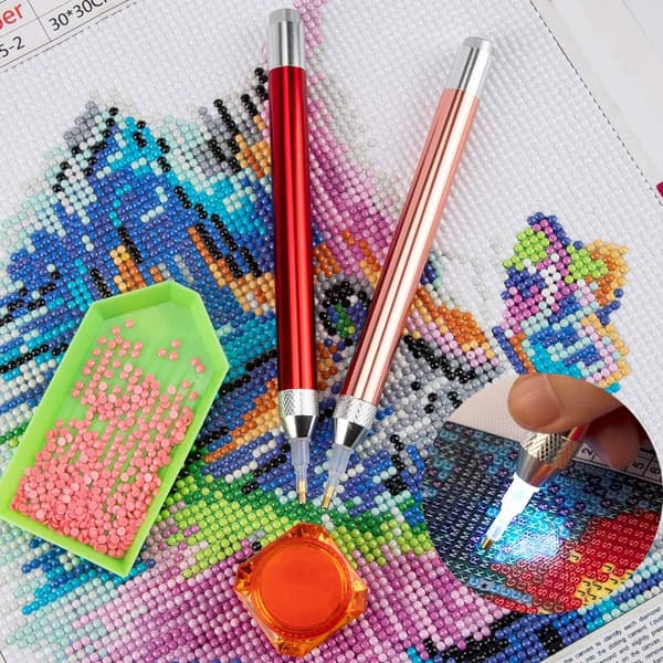 Guld DIY Diamantmaleri Pen med Lys, 5D Diamantmaleri LE