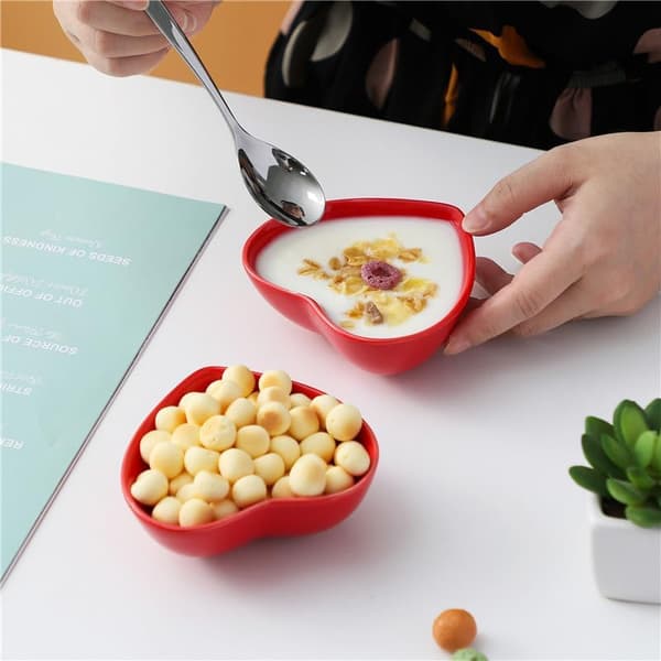 6-pakning mini keramiske skåler, hjerteformede dessertpuddingbakeskåler -