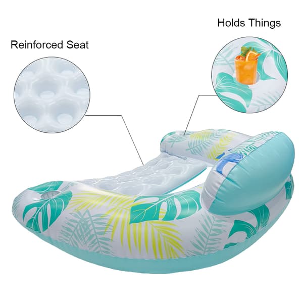 Summer Eco-Friendly PVC Printed U-Shaped Inflatable Floating Row with Cup Holder (Blue)