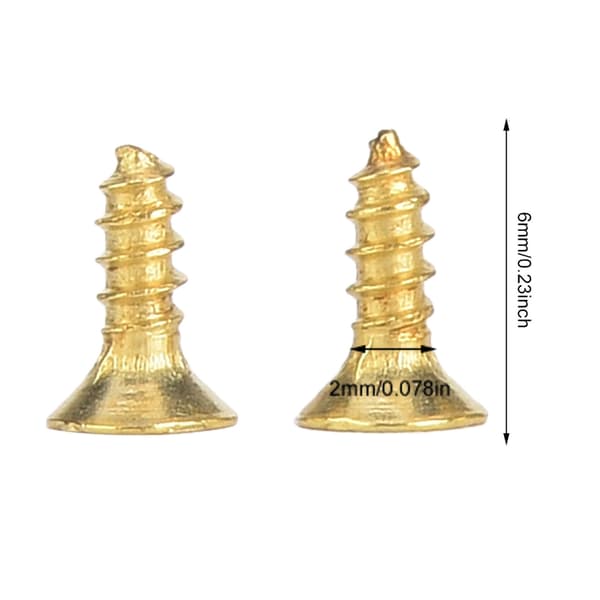 Iron Self-Tapping Screws, Antique Flat Head Screws 500g for Multiple Purposes (2x6mm Yellow)