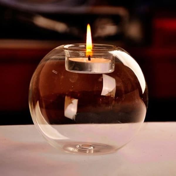 Diameter 8cm - Krystalllysestaker for hjemmeinnredning, runde hule glasslysestaker, lysekrone[DB]