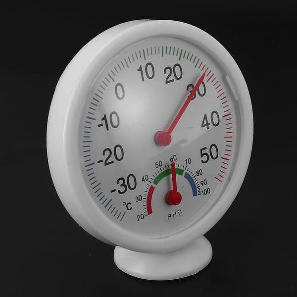 3x Termometer Hygrometer Nål Rund Urskive Tester Indendørs Udendørs Hvid