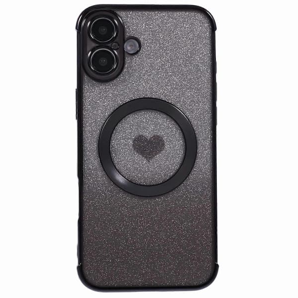 Etui til iPhone 16 Plus Gradient Sparkle TPU Mobilskall Kompatibelt med MagSafe - Svart