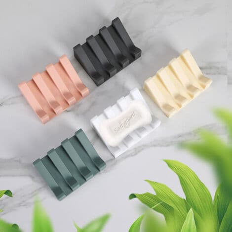Soap Dish - Modern Silicone Soap Holder - Rust-proof - Angled Surface with Drainage for Better Soap Preservation - Original Soap Box for Bath (FMY)