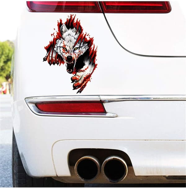 Angry Wolf Car Sticker, Wolf Car Sticker 3D Car Wolf Head Sticker
