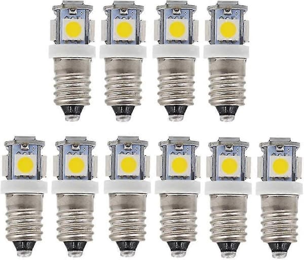 10st E10 6v Kallvita LED-lampor 5smd 0.5w 50lm Lampvarmvit