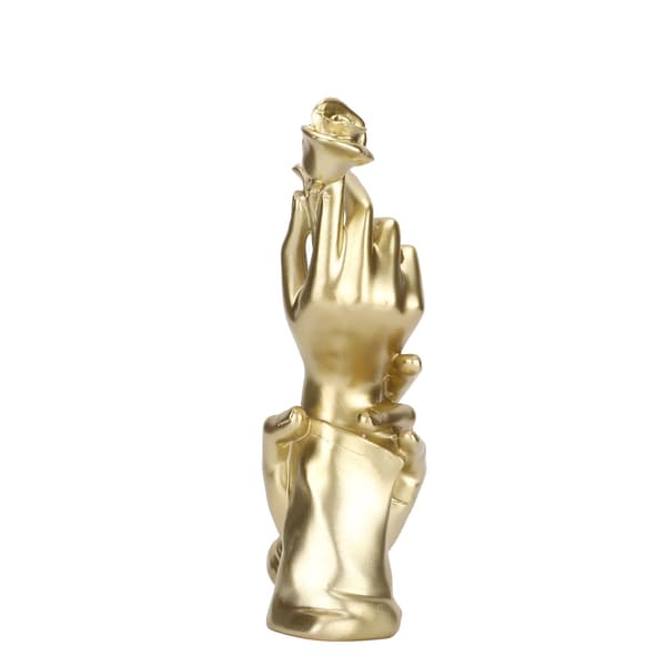Handheld Rose Sculpture Resin Elegant Unique Two-Handed Rose Statue for Home Decor