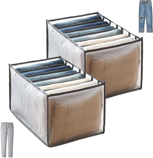 2023 - 2 stk Jeans Organizer Opbevaringsskab Bukser Foldbare