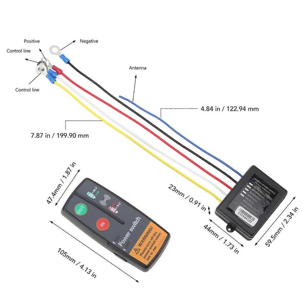 Wireless Winch Remote Control DC 12V 24V 3 in 1 Durable Handset Gear Control for Truck ATV SUV