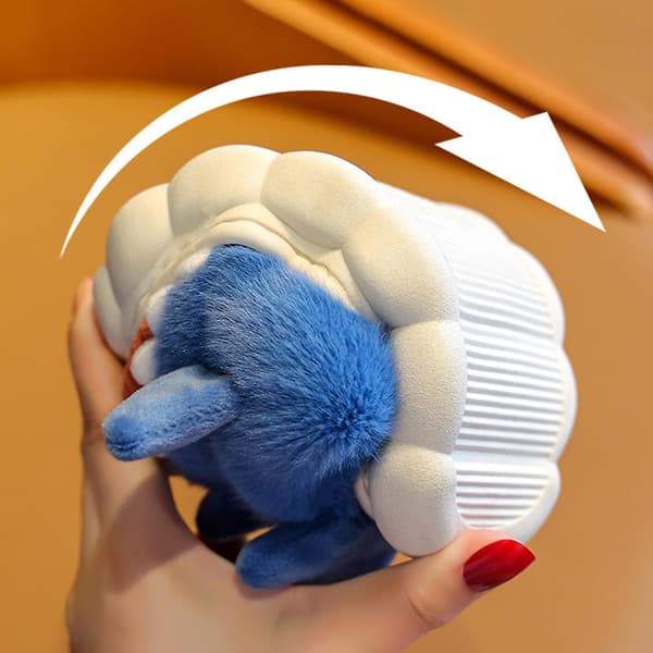 Børne Hajtøfler Plys Varme Hjemmesko Slip-on Fluffy Sko til Vinter W Blå