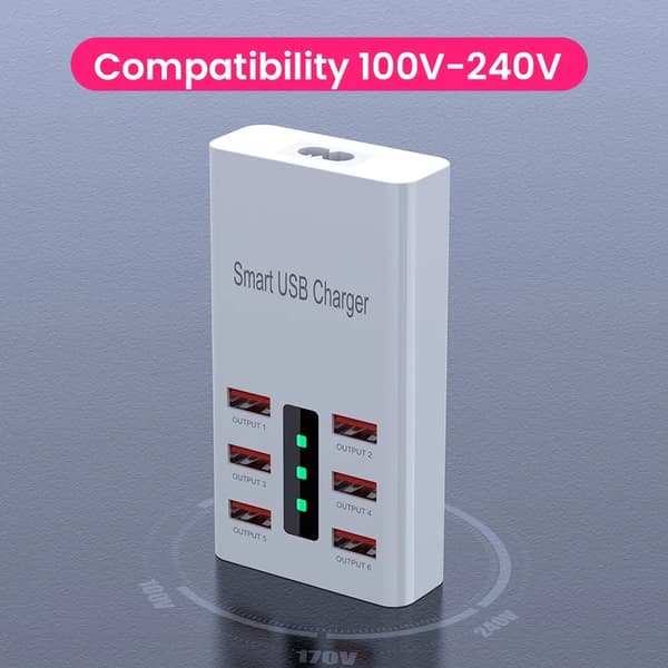 Powered USB Hub, Aluminium 6-Port USB Power Strip Hub with External 5V/2A Power Supply Multi-Port USB Hub,...