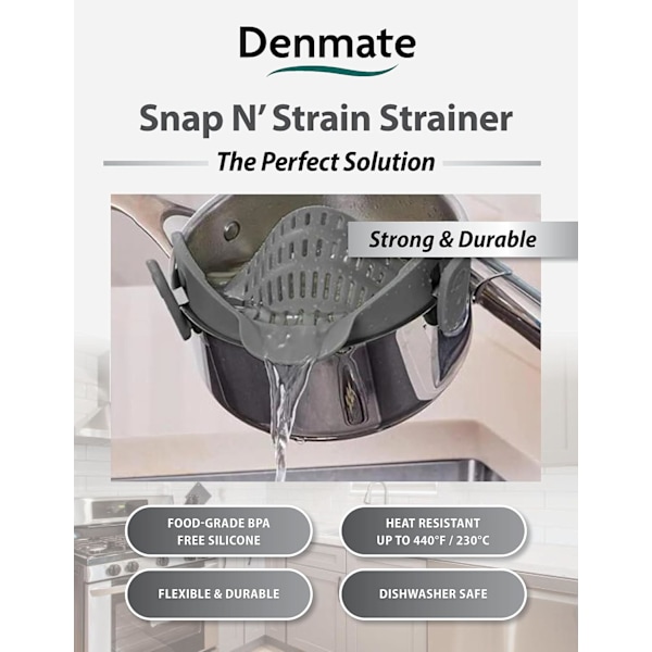 Original Grey Kitchen Colander for Pots, Pans, and Bowls, Adjustable