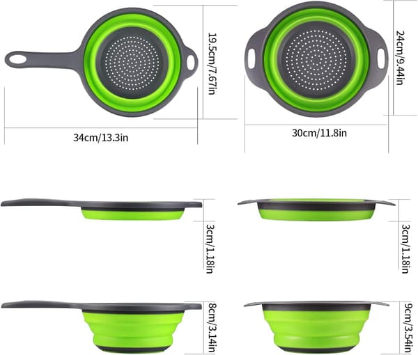 Collapsible Silicone Colander with Handle, Food Strainer, Silicone Strainer, Fruit and Vegetable Strainer big_yux big big