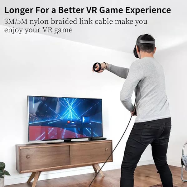 Linkkabel - VR-kabel kompatibel med Oculus Quest 2 Mørkegrå 5 m
