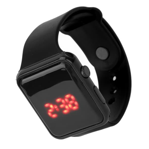 Sport Watch LED Screen Square Shape Backlight Design Digital Kids Watch for Leisure Activities Black
