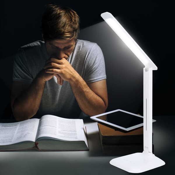 LED-bordlampe dimbar USB-ladeport 5 lysmoduser leselampe