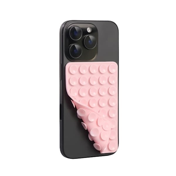 Mobile Phone Holder with Silicone Suction Cup - Self-Adhesive Suction Cup Mount for All Mobile Phone Models - Pink