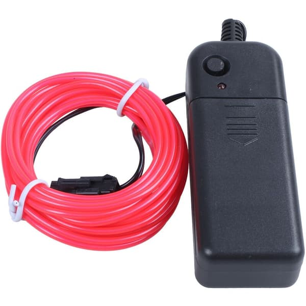 Elektroluminescerende tråd Lys Neontråd (El Wire) med batterikontroll (Rosa, 3 meter)