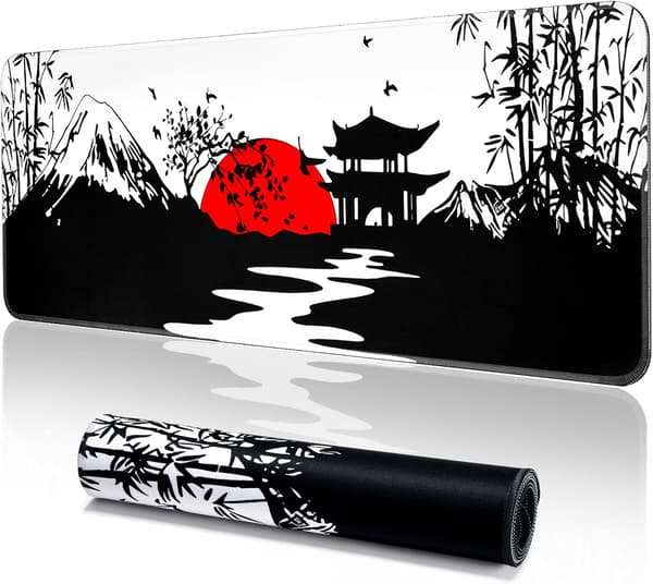Gamingmusemåtte, stor skrivebordsmåtte (80 x 30 x 0,3 cm), vaskbar stor musemåtte, japansk musemåtte med skridsikker gummibase