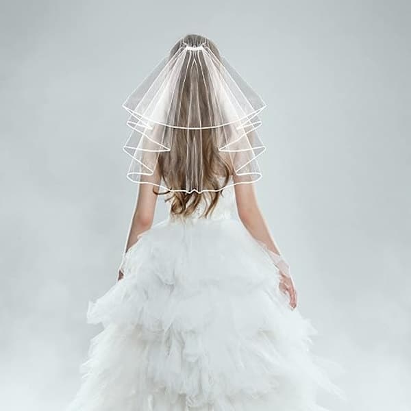 Simple Wedding Veil with Comb 2 Layer Tulle, Wedding Veil with Comb for Bachelorette Hen Party Night Party