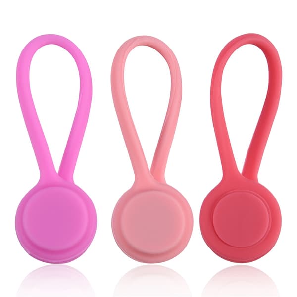 3 stk silikon magnetisk hodetelefonkabelholder organisator rosegull rød rosa