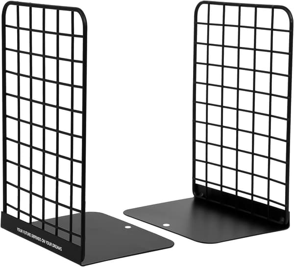 Metallbokstöd, 1 par moderna geometriska bokstöd, stora tunga bokstöd för skolan
