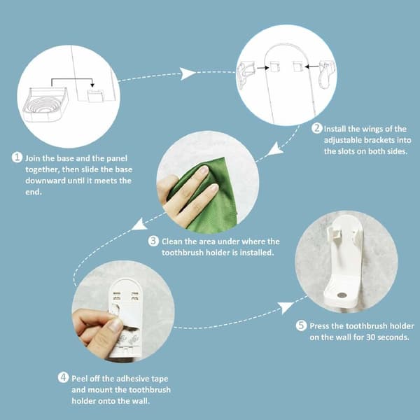 Electric Toothbrush Holder, Self-Adhesive Reinforced Electric Toothbrush Holder, Adjustable Wall Shelf, Suitable for Bathroom Toothbrushes