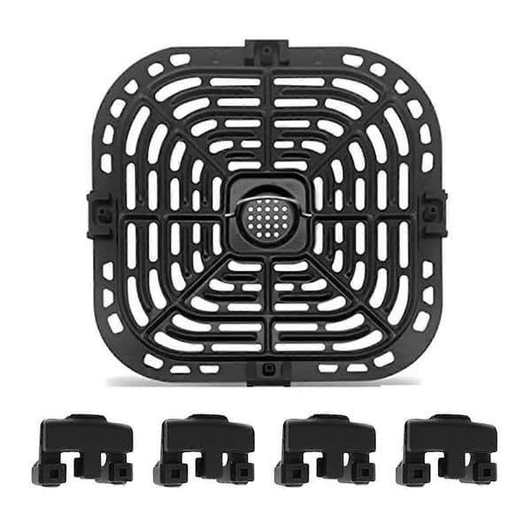 Airfryer Accessories Set Silicone Pad Corner Protector Non-Stick Square Baking Pan 23x24cm Black