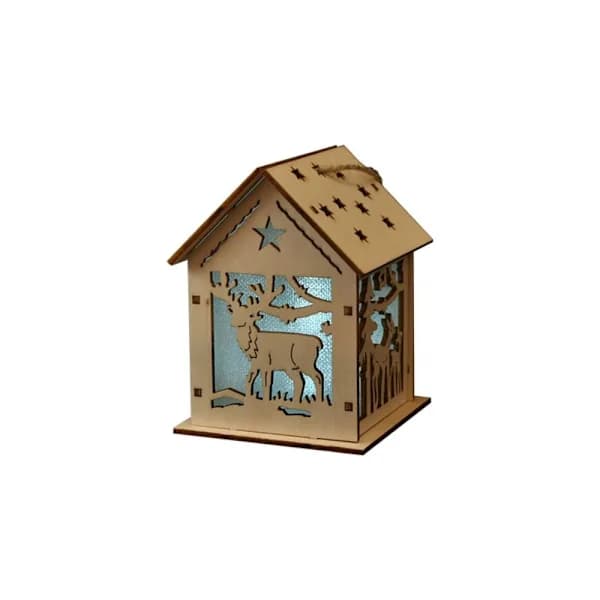2 stk Julebelysning Trehus Lysende Hytte 7X7X9CM ELG 7x7x9cm Elg[XJ]