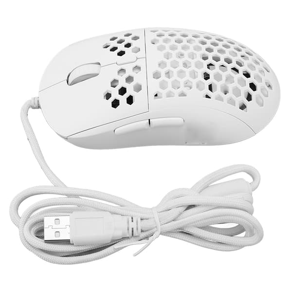 Wired mouse ergonomic white adjustable DPI 6 keys hollow plug and play gaming mouse for gaming office study